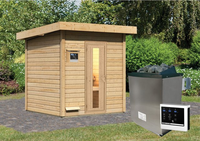 Saunahaus HYTTI 2 Naturbelassen mit 9,0 kW Ofen und Steuergerät B/T: 196 x 196 cm - Bild 1