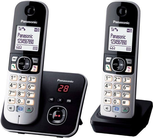 Panasonic KX-TG6822 Duo Schnurloses DECT Telefon mit Anrufbeantworter in Schwarz - Bild 1