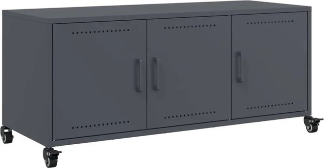 vidaXL TV-Schrank aus kaltgewalztem Stahl in Anthrazit Matt, B/T/H: 100,5 x 39 x 43,5 cm - Bild 1