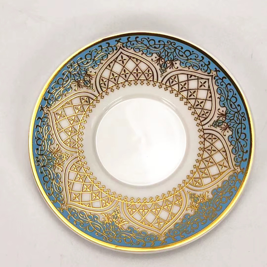 Exotisches Teeglas-Set aus Glas in Blau-Gold mit Untertassen und Löffeln - Bild 2