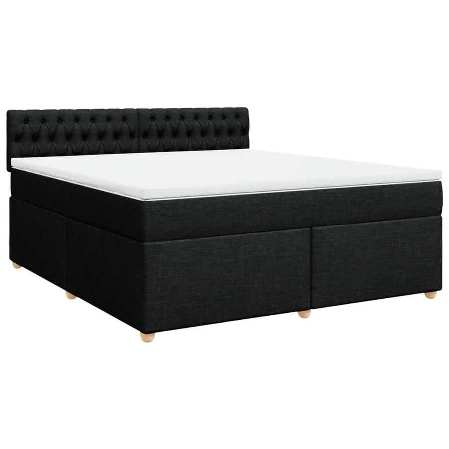vidaXL Boxspringbett mit Matratze in Schwarz, Hybrid-Bett mit Taschenfederkern aus Stoff und Kiefernholz, B/T: 180 x 200 cm - Bild 2