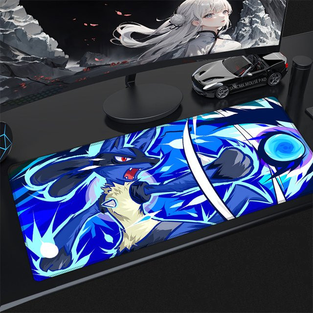 Bandai Pokemon Lucario Gaming-Mauspad, große rutschfeste Schreibtischunterlage in Multicolour für PC und Laptop - Bild 1