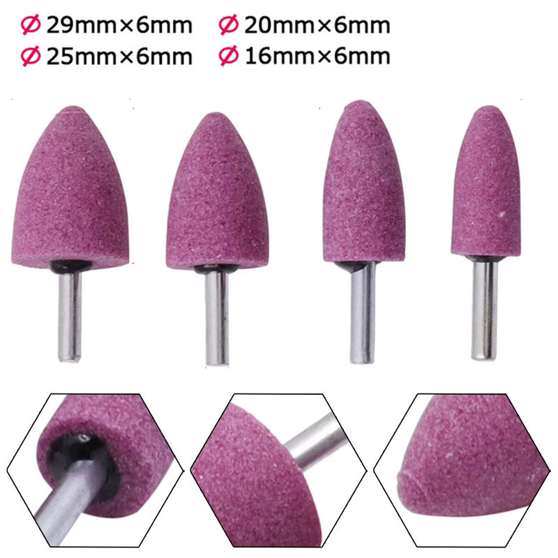 Vibratite Konischer Schleifkopf aus rotem Korund mit 6mm Schaft zum Polieren von Metall und zur Rostentfernung - Bild 3