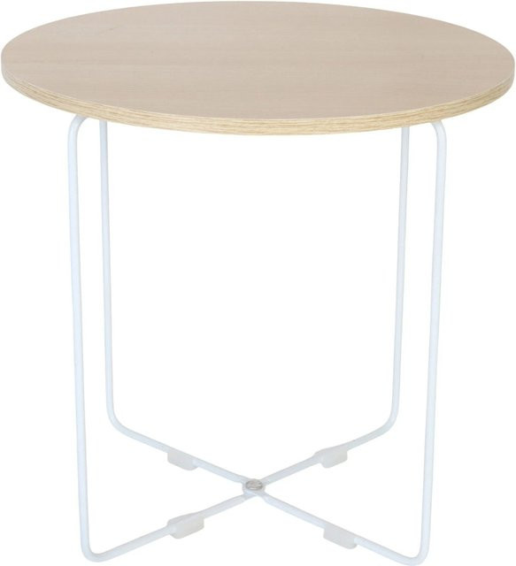 Relaxdays Beistelltisch in skandinavischem Design aus MDF und Eisen, Rund, Weiß, B/T/H: 40 x 40 x 40 cm - Bild 1