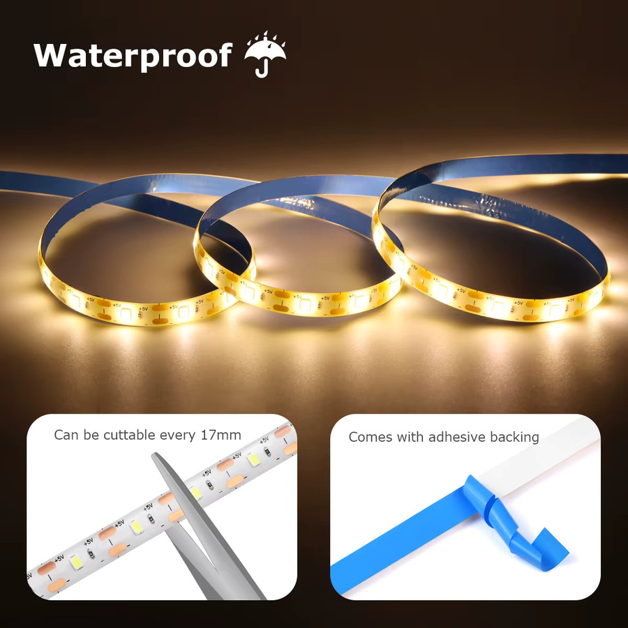 MALITAI USB LED Streifen mit PIR Bewegungssensor, Wasserdichtes Nachtlicht in Weiß für Schrank, Küche und Unterbett-Hintergrundbeleuchtung - Bild 3
