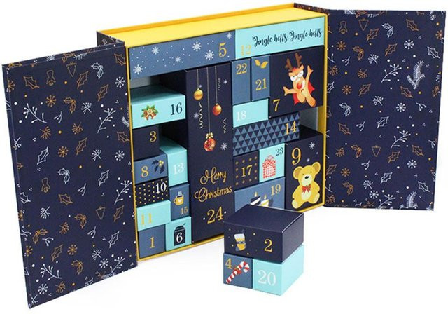 Adventskalender mit 24 Schubladen von CosyHome in Grau als Weihnachtsbox und Geschenkbox zur Weihnachtsdekoration - Bild 1