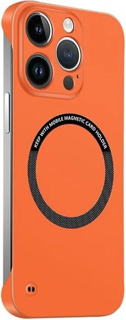 esdynasty Magnetische Handyhülle für iPhone 17 16 15 14 13 12 11 Pro Max Ultra Dünn aus hartem PC in Mattoptik Schwarz und Orange - Bild 1