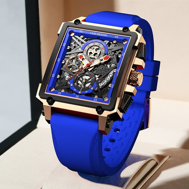 LIGE Chronograph, Quarz, Edelstahl, Leder, Herren - Bild 1