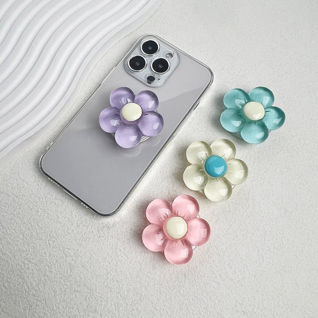 Bobonda Blumen-Telefonhalter aus Kunstharz, faltbarer Desktop-Ständer in transparentem Multicolour mit floralem Design - Bild 1