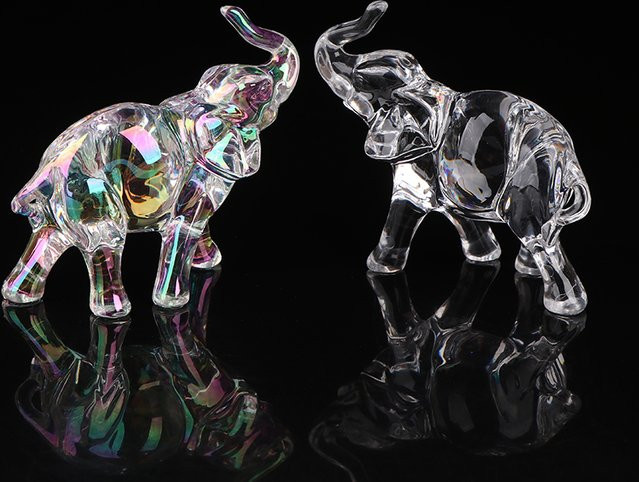 JETTING Kristall-Elefanten-Statue Handgefertigte Baby-Elefanten-Figur aus Glas in Transparent als Tischdekoration - Bild 1