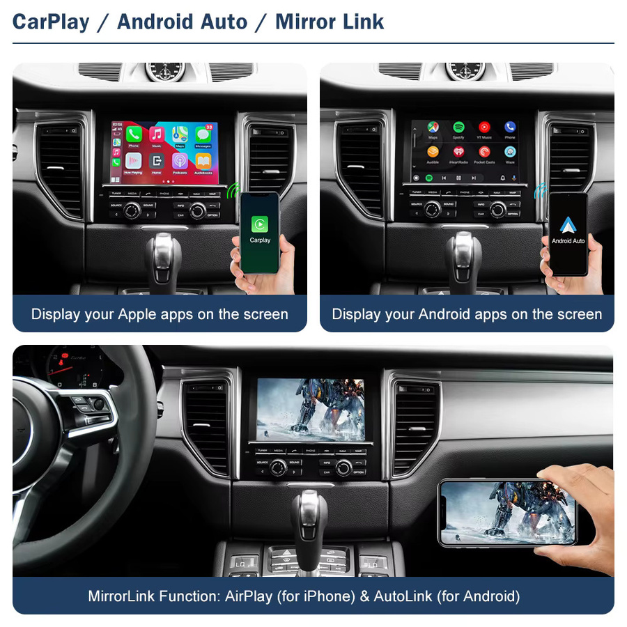 Road Top Kabelloses CarPlay und Android Auto Interface für Porsche Macan Cayman Cayenne Panamera PCM 3.1 mit Mirror Link und AirPlay - Bild 2