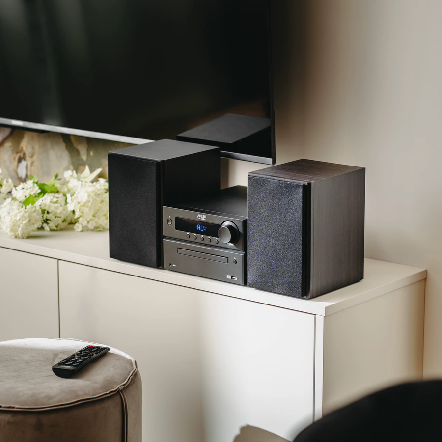 Adler AD 1917 Mini HI-FI Turm in Schwarz mit 50 W Leistung, Bluetooth, CD, USB und UKW-Radio inklusive Fernbedienung und EQ - Bild 2