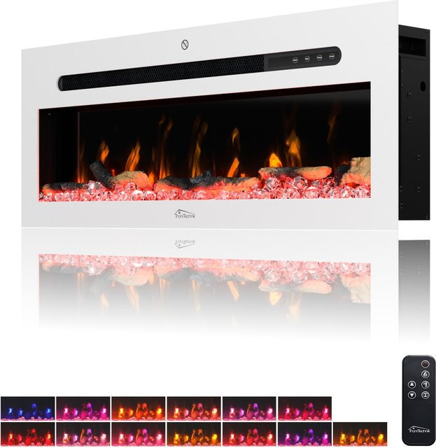 Tronitechnik Panorama Elektrokamin Weiß mit LED-Flammeneffekt, App-Steuerung und Fernbedienung, Breite: 92 cm - Bild 1