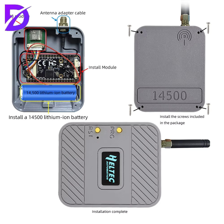 diymore Entwicklungsboard-Gehäuse für WiFi LoRa 32 V4 ESP32 mit WiFi und Bluetooth sowie Anschluss für externe Antenne, Grau-Rot - Bild 3