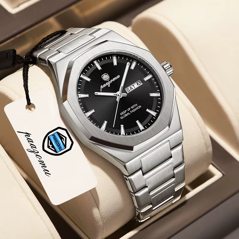 PAAZOMU Armbanduhr Edelstahl, Quarz, Schwarz, Herren - Bild 2