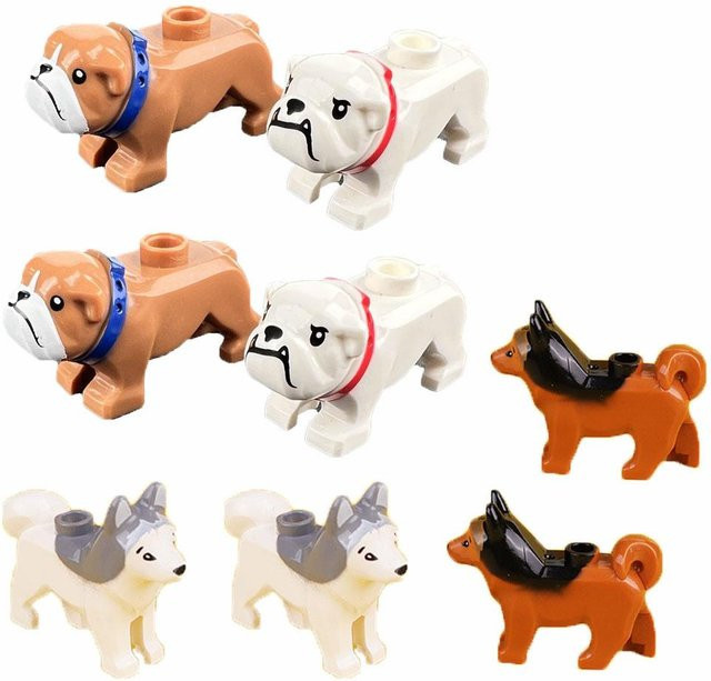 MOC Tier Bausteine Set, Polizeihund, Husky, Bulldogge, Affe, Schwan, Flamingo, Panda, DIY Mini Steine Spielzeug, ab 6 Jahren - Bild 1