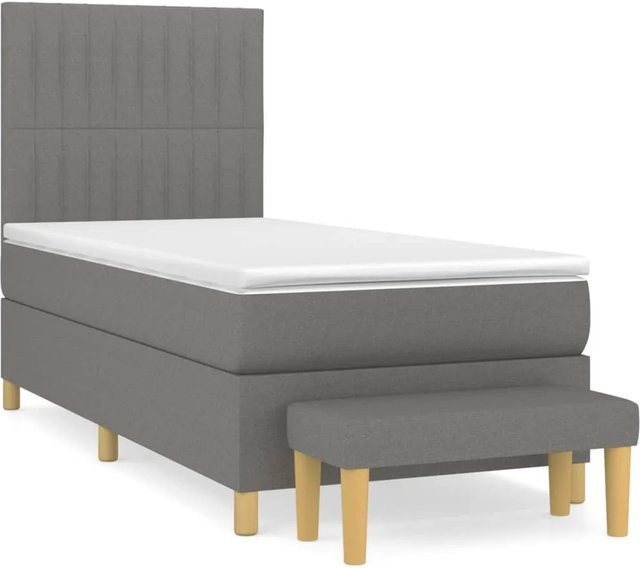 vidaXL Boxspringbett Hybrid mit Matratze und Taschenfederkern, Dunkelgrau, B/T/H: 80 x 200 x 30 cm - Bild 1