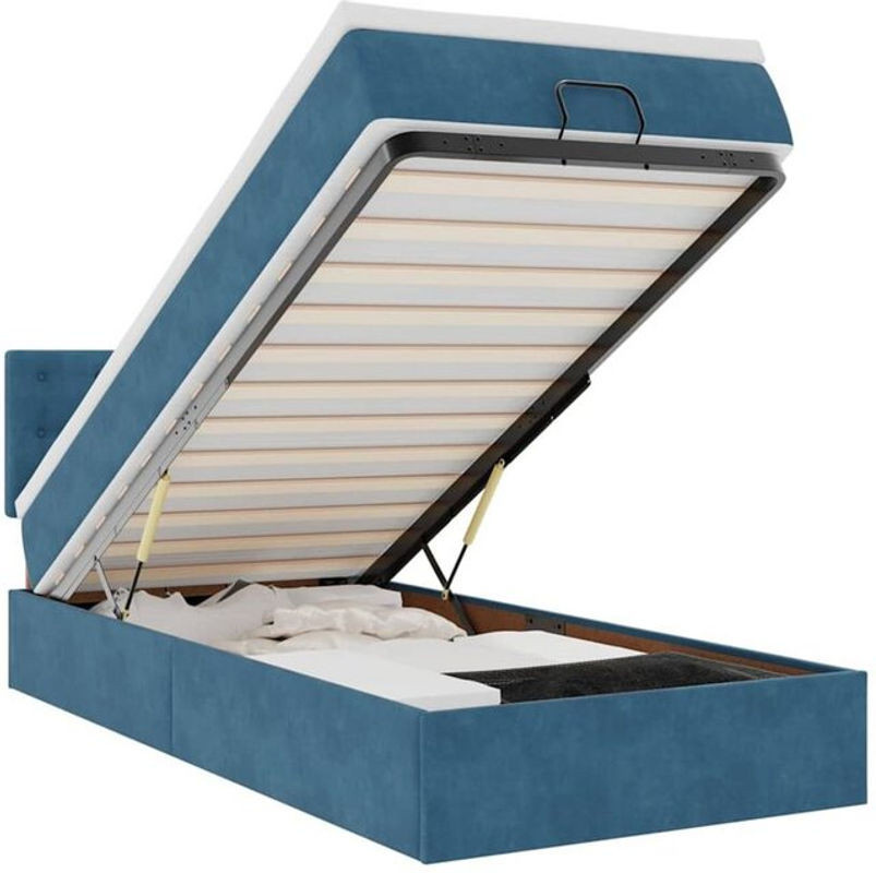 vidaxl Polsterbett Ottomane mit Matratze und LED in Dunkelblau aus Samt, B/T/H: 80 x 200 x 88 cm - Bild 1