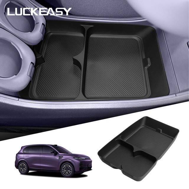 LUCKEASY Aufbewahrungsbox für Leapmotor B10 2025-2026 Mittelkonsole Untere Schicht Organizer Innenraum-Zubehör in Schwarz - Bild 1