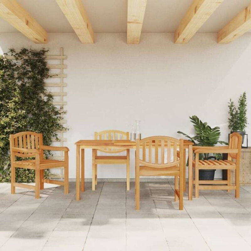 5-tlg. Garten-Essgruppe aus Massivholz Teak in Braun von vidaxl im rustikalen Design - Bild 1