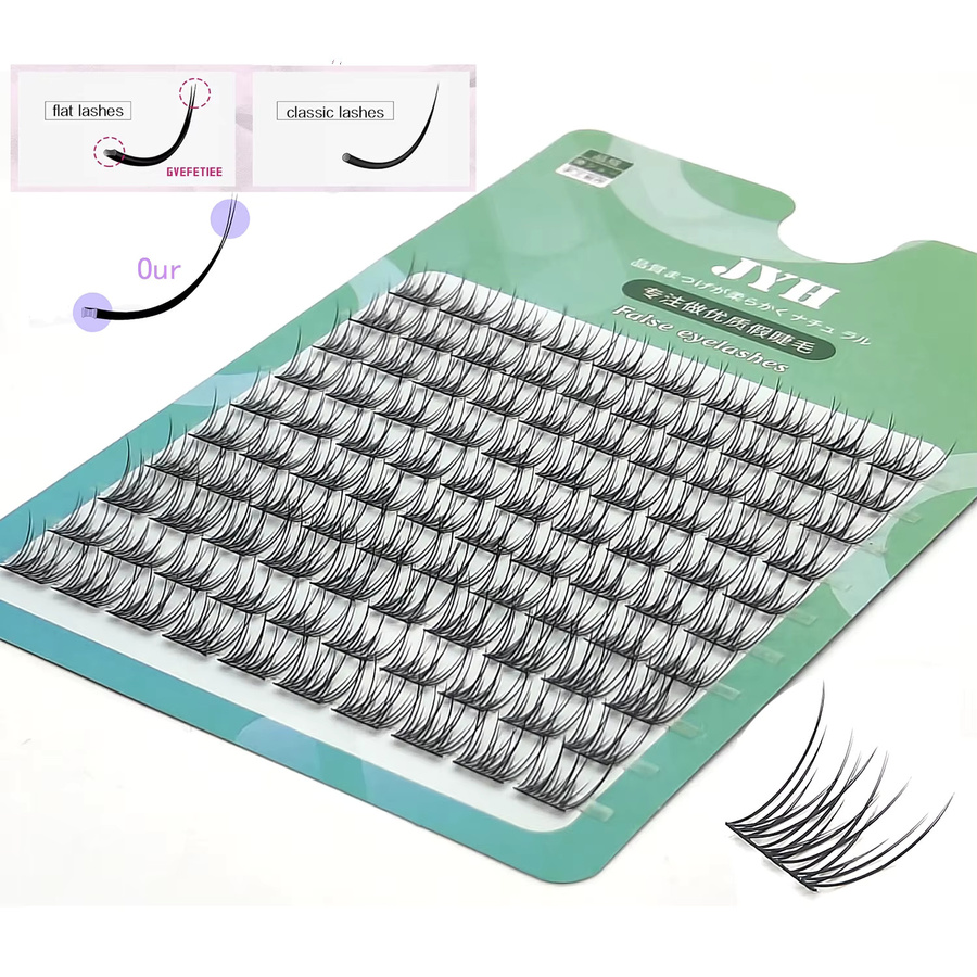 JINYANHUA Split Tip Wimpern Cluster, 100 Stück, V03 Green, Mega Volumen - Bild 1