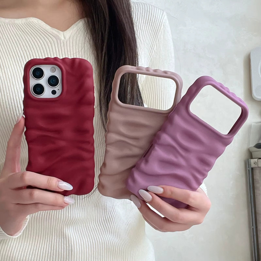Stoßfeste 3D-Handyhülle mit matter Textur für Apple iPhone 17, Air 16, 15, 14 Plus und 14 Pro Max in Beige und Purple - Bild 1