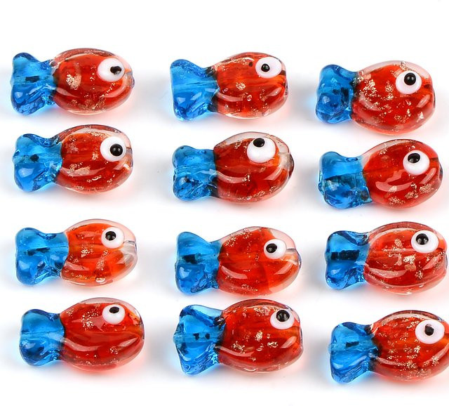 NASSBORO Glasperlen, rote Herz-Glasur, transparent, Spacer Perlen - Bild 1