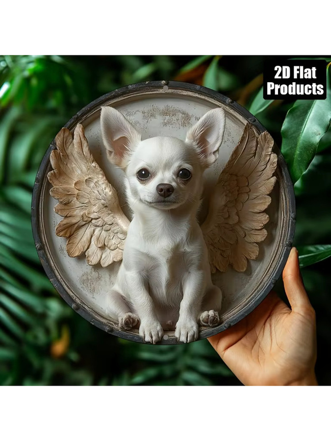 Rundes dekoratives Metallschild mit Chihuahua-Motiv von Potdemiel, Durchmesser: 20 cm, Mehrfarbig - Bild 6