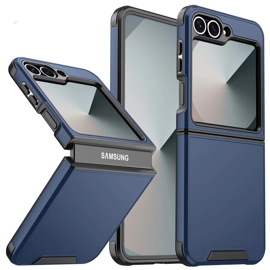 Matte Schutzhülle für Samsung Galaxy Z Flip 7 FE, Z Flip 6, Z Flip 5 und Z Flip 4 mit Wireless Charging Funktion in Blau und Schwarz - Bild 4