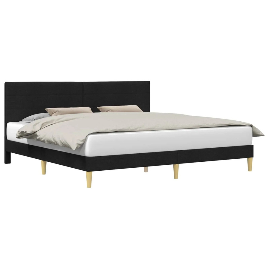 vidaXL Bettrahmen mit Kopfteil in Schwarz aus Stoff mit Maßen B: 180 cm, H: 184 cm, T: 200 cm - Bild 2