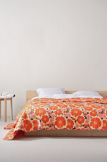 Jotex Tagesdecke FRIDA in Orange mit floralem Design, gesteppt aus Baumwolle und Polyester - Bild 1