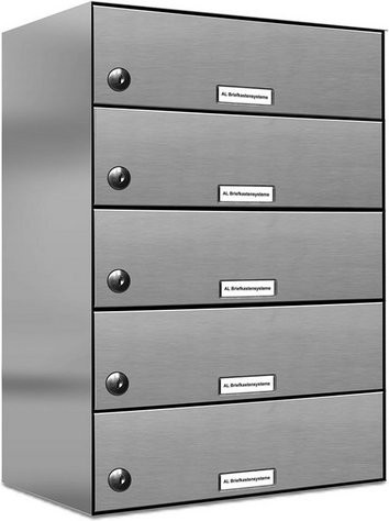 AL Briefkasten für 5 Parteien mit Zaundurchwurf, silberfarben, B/H/T: 153,285 x 57,5 x 27,5 cm - Bild 1