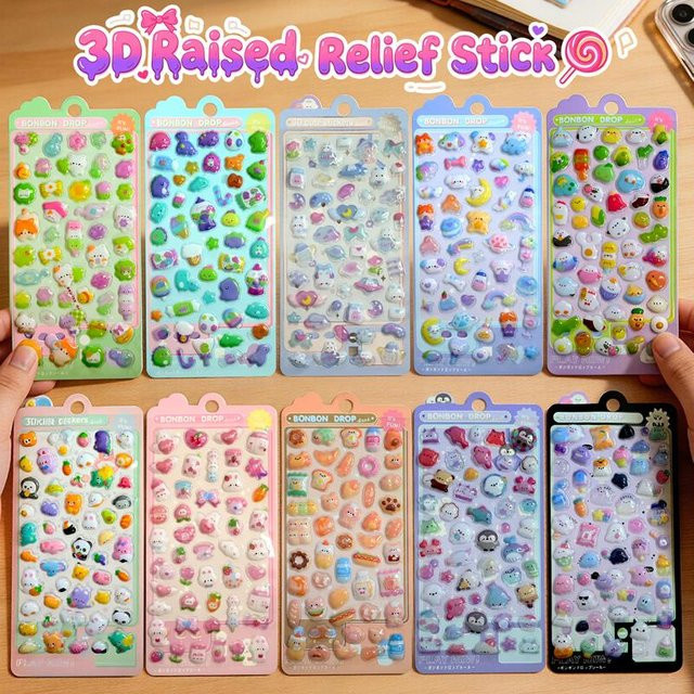 A Family Of Home Textiles Japanischer Stil Mini Cartoon 3D Tropfen Relief Aufkleber in Multicolour für Scrapbooking und DIY Tagebuch Dekoration - Bild 1