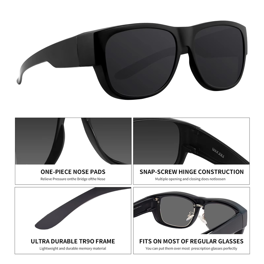 Maxjuli Wrap Around Sonnenbrille, Vollrand, Kunststoff, Schwarz, Unisex, polarisiert - Bild 5