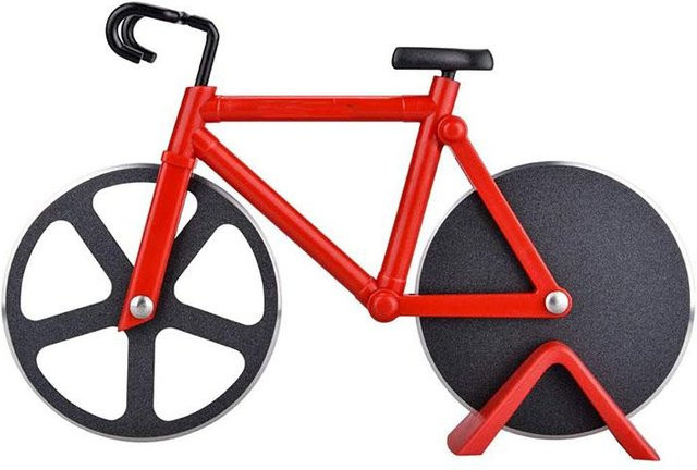 Your Warm Home Pizza Cutter in Fahrrad-Design aus Edelstahl mit Antihaft-Beschleunigung und Dual-Schneiderädern in Rot - Bild 1