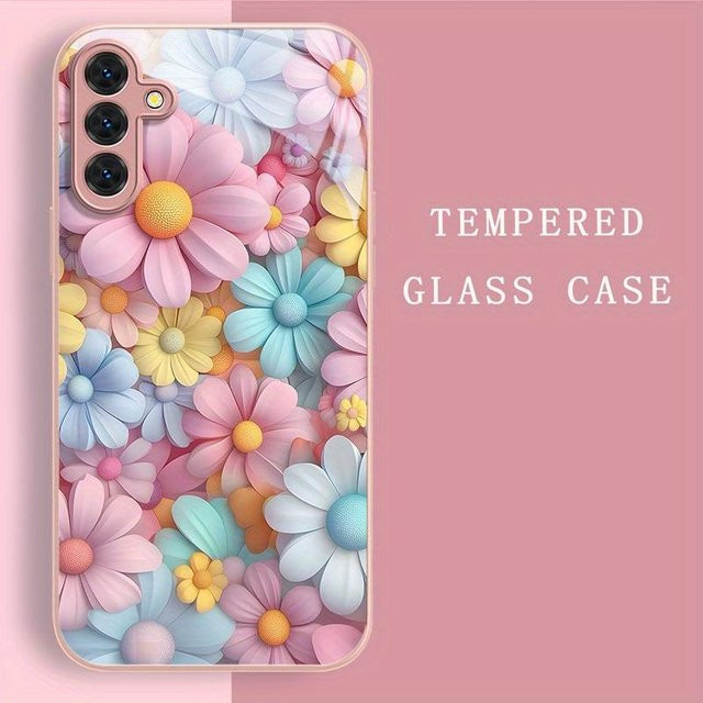 Exquisite Glas-Handyhülle mit Blumenmuster für Samsung Galaxy S26 S25 S24 S23 S22 FE Ultra Plus in Multicolour - Bild 1