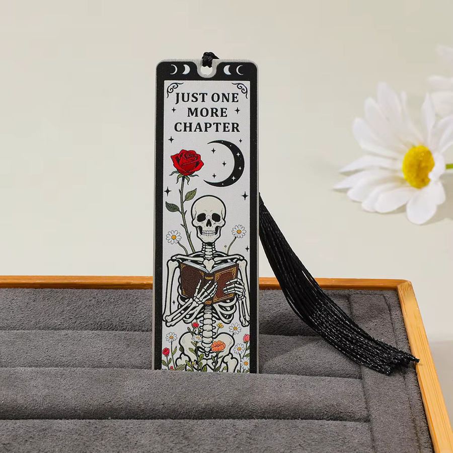 Gothic-Lesezeichen aus Metall mit Schädel und Rosen Design - Bild 3