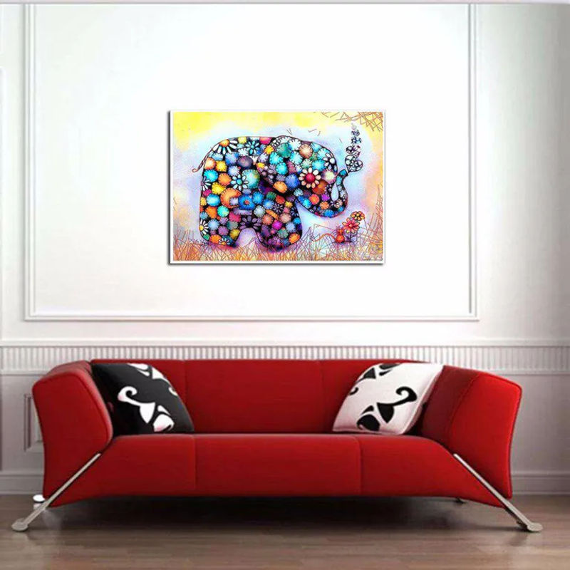 FIYO Diamond Painting Set Buntes Elefant Motiv als 5D Kristall Mosaik Wanddeko, Mehrfarbig, B/H: 30 x 20 cm - Bild 2