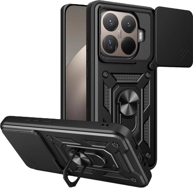 Robuste Militär-Schutzhülle mit magnetischem Ring-Halter für Xiaomi 17 17Pro 17ProMax 15T 14T 13T 12T Pro in Silber - Bild 1