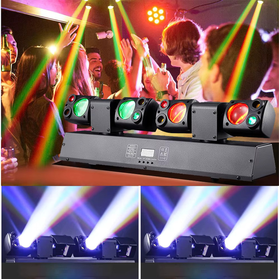 QUNAO LED DJ Bühnenlicht Doppelkopf DMX Strahllampe Multicolour Schwarz - Bild 5