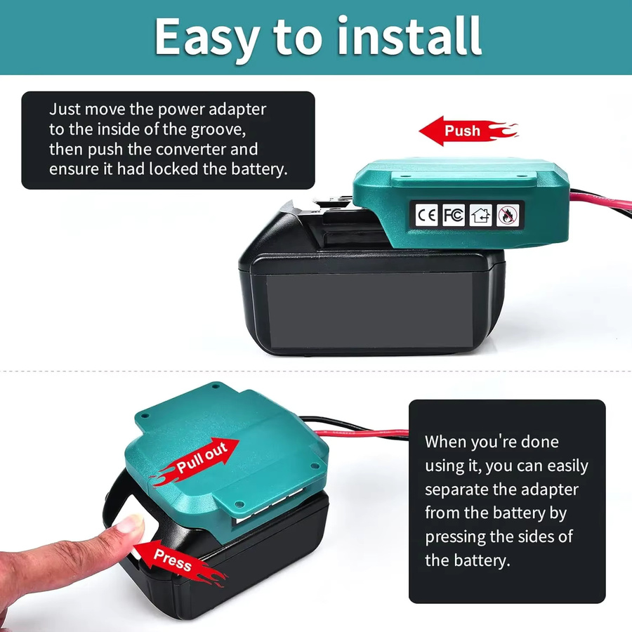 XMSJ Akku-Adapter kompatibel für Makita 18V BL1830 BL1840 Stromkonverter für DIY RC Spielzeug - Bild 2