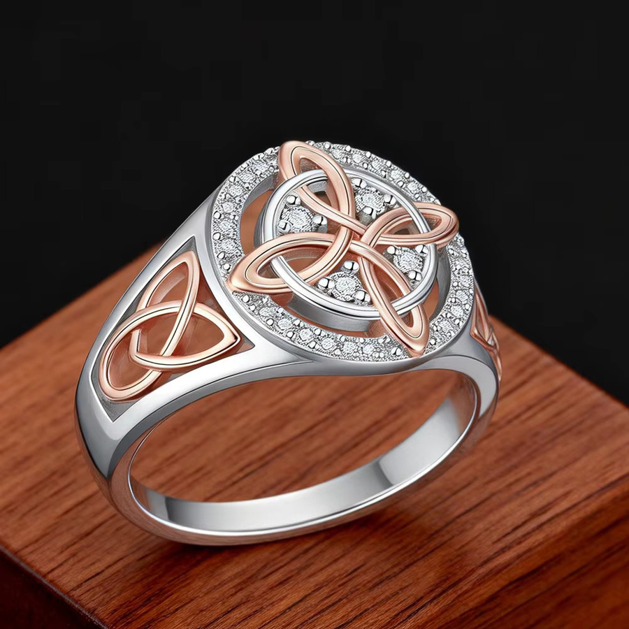 YILUOCD Ring, silberbeschichtet, Zirkonia, Damen, Vintage - Bild 3