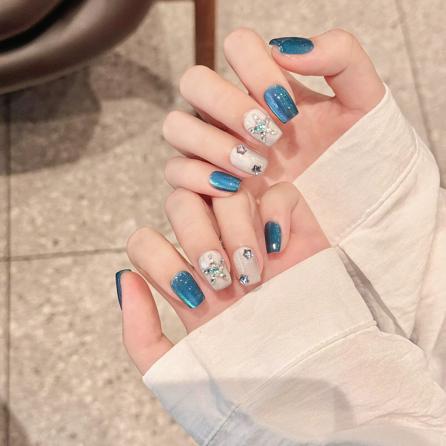 YADORNOS Kunstnägel, Eis klar blau, Glänzend, Unisex - Bild 2