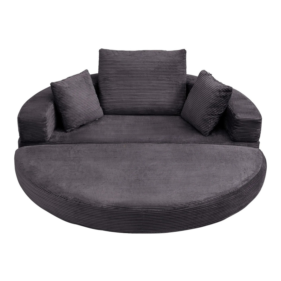 PXloue Modulares Klappsofabett aus Cordstoff in Schwarz mit 3 Kissen und Schlaffunktion - Bild 2