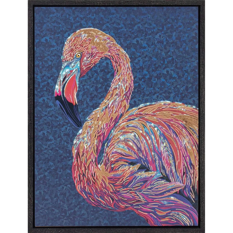 Art Universe Leinwandbild Schillender Flamingo in Blau und Multicolour, Breite: 32 cm, Höhe: 42 cm - Bild 2