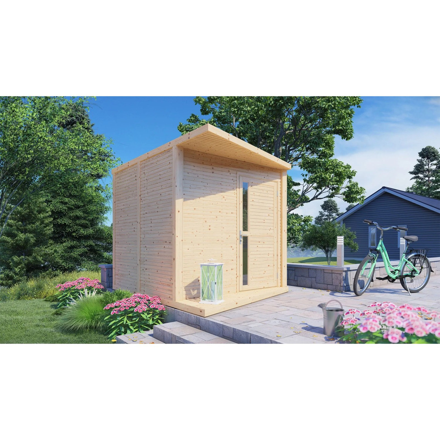 Bertilo Gartenhaus Concept Flachdach aus Holz in Natur mit modernem Design B/T/H: 297 x 234 x 227 cm - Bild 2
