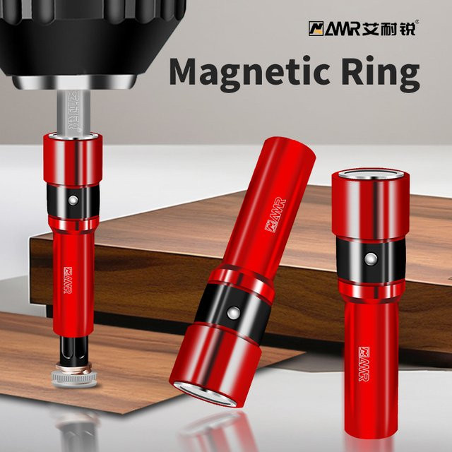 AMR 1/4 Zoll Schraubendreher-Bit aus Aluminiumlegierung mit 3-in-1 Magnetring, Rot, 6,35 mm - Bild 1