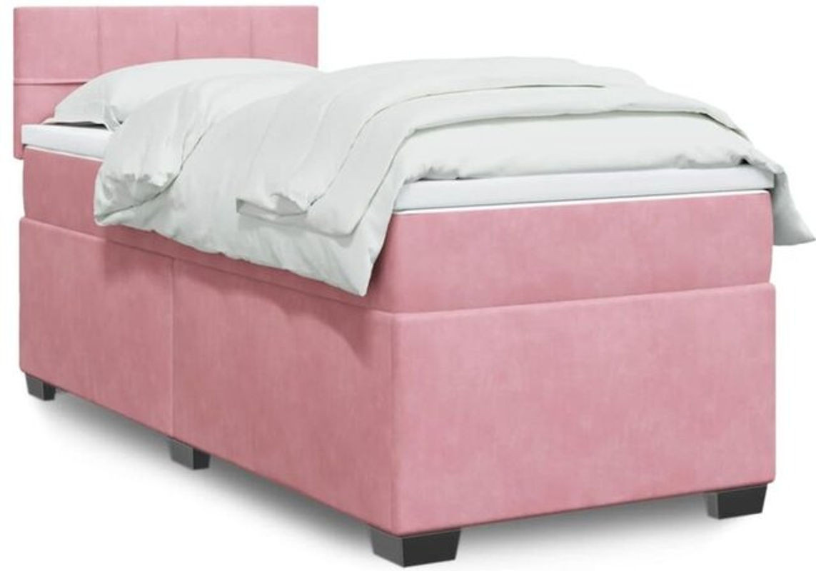 Vidaxl Boxspringbett mit Matratze in Rosa und Weiß aus Samt, B/T/H: 80 x 200 x 100,5 cm - Bild 1