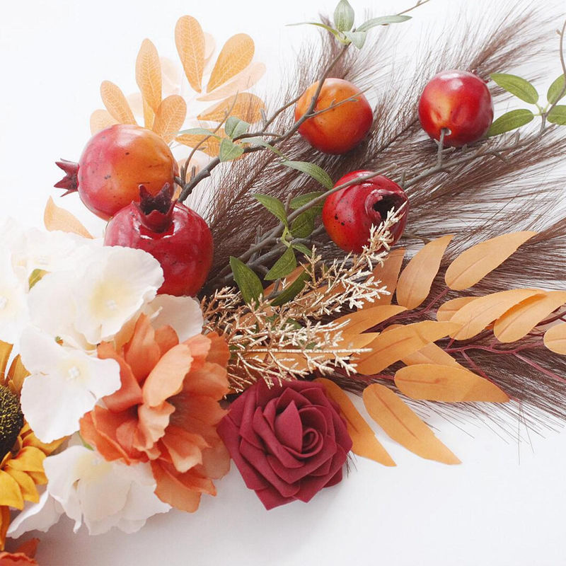 Tooarts Sonnenblumen Blumenbogen aus Seide als hängende florale Dekoration für Hochzeit und Herbst in Mehrfarbig (Beige, Rot) - Bild 2