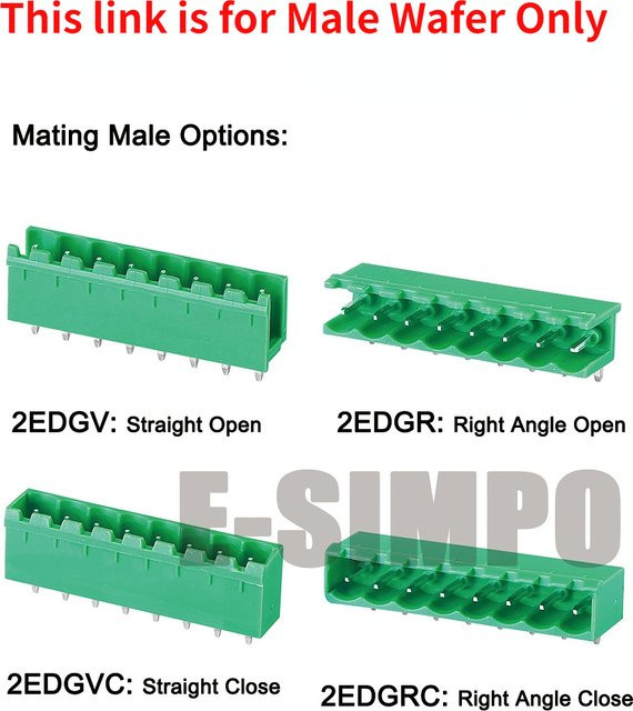 50 Stück E-SIMPO Steckerkontakt-Verbinder für Leiterplatten 2EDGRC 2EDGVC 5,08mm in Grün - Bild 1